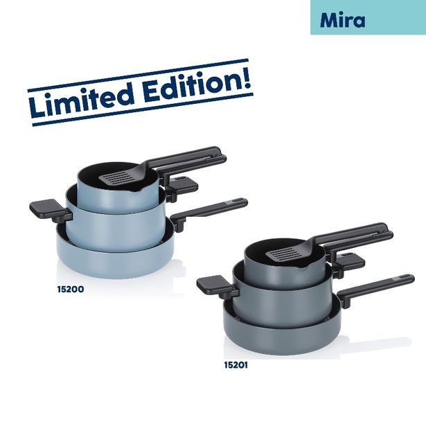 KELA Sada hrnců Mira s keramickým povrchem 5 ks, kouřově modrá KL-15200