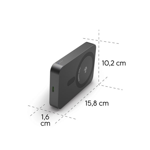 Hama bezdrátová powerbanka Qi2, 10000 mAh, indukční nabíjení, USB-C Power Delivery