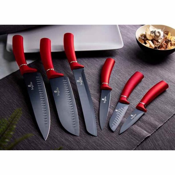 BERLINGERHAUS Sada nožů s magnetickým držákem 6 ks Burgundy Metallic Line BH-2886