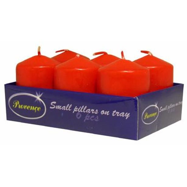 Provence Svíčka válec 6 ks červená, 3, 8 x 5, 5 cm_hamashop