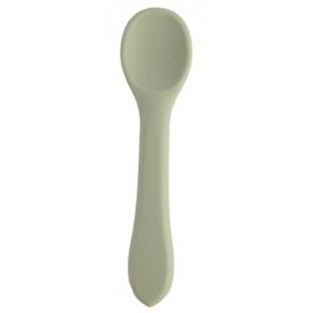 lžíce dětská 14cm, š.3,3cm, zelená, silikon/nylon