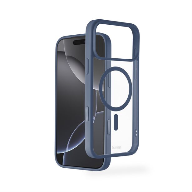 Hama Frame Protect, kryt pro Apple iPhone 17 Pro Max, magnetický, průhledný/modrý
