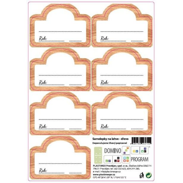 etikety na LÁHVE-im.dřevo 7ks, samolepky