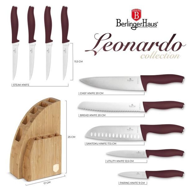 BERLINGERHAUS Sada nožů se stojanem BAMBOO 10 ks Leonardo Collection BH-2980