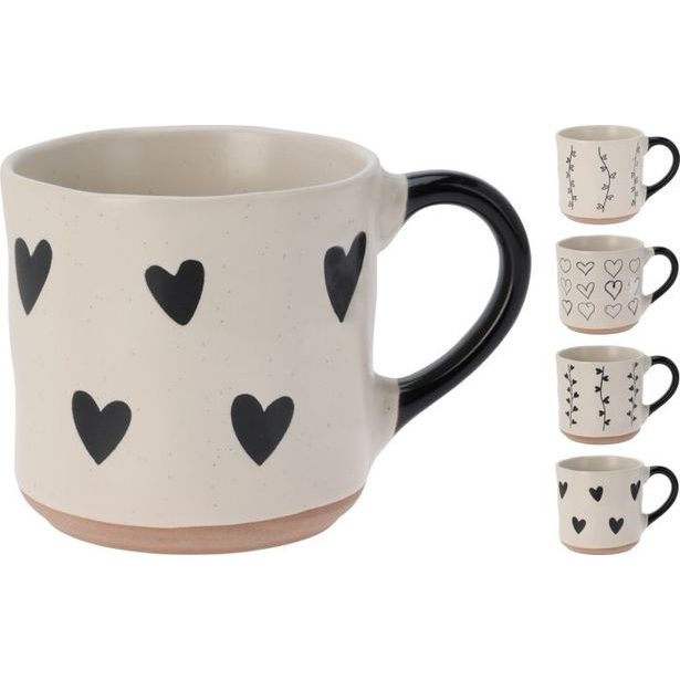 hrnek 350ml, SRDCE, mix vzorů, kamenina