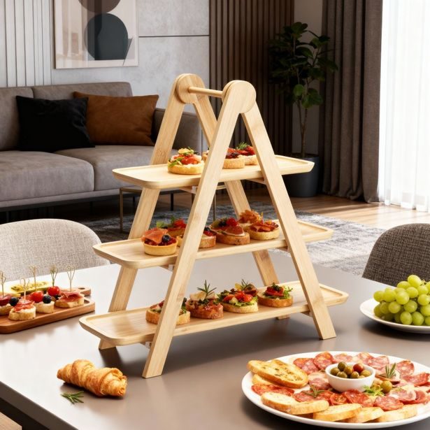 EXCELLENT HOUSEWARE Etažér servírovací 3 patra dřevěný KO-784610520