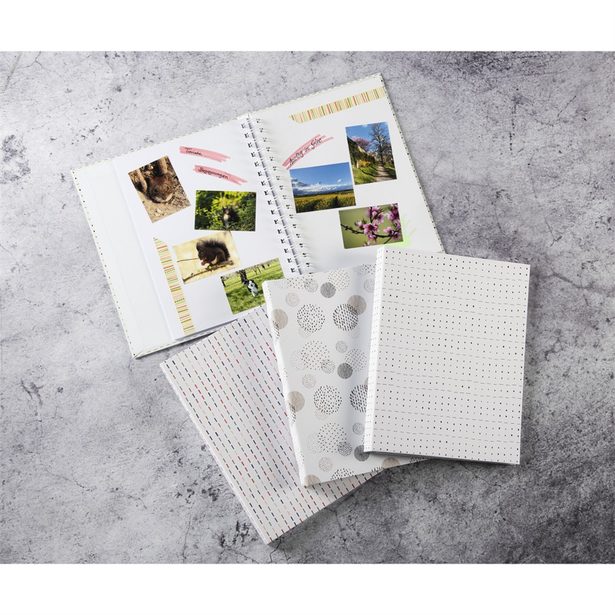 Hama album klasické spirálové GRAPHIC Dots 19x24,5 cm, 40 stran, bílé listy