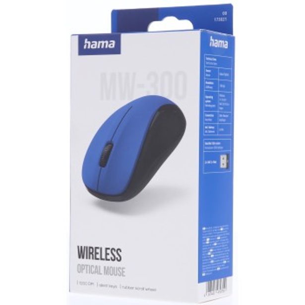 Hama bezdrátová optická myš MW-300 v2, tichá, modrá