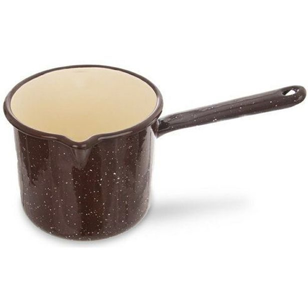 hrnek d12cm s výlevkou, BROWN, 1,2l, boční rukojeť, smalt