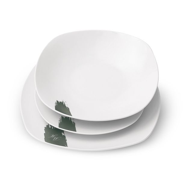 BERLINGERHAUS Jídelní sada talířů 18 ks Matte Green Collection bílá-zelená BH-10205