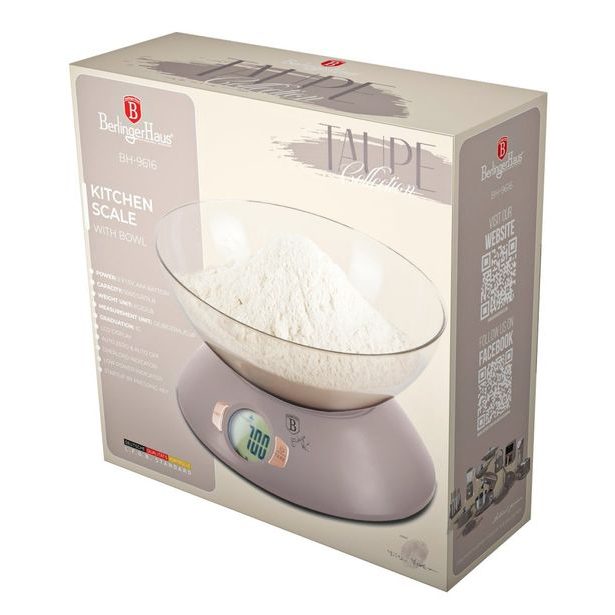 BERLINGERHAUS Váha kuchyňská s miskou Taupe Collection BH-9616