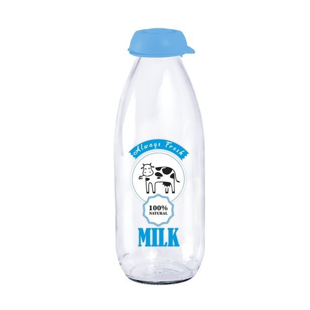 láhev 1,0l na mléko, ALWAYS FRESH, plast.uzávěr, sklo