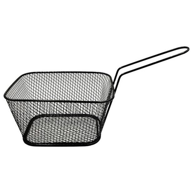 servírovací košík na hranolky, ČERNÝ, s držadlem