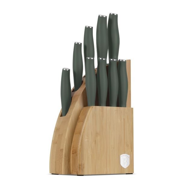 BERLINGERHAUS Sada nožů se stojanem BAMBOO 10 ks Matte Green Collection BH-3123