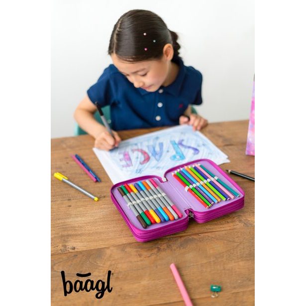 BAAGL Školní penál třípatrový Jednorožec Království