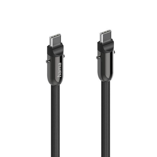 Hama USB-C kabel a šňůrka na mobil 2v1, 1,2 m, černá