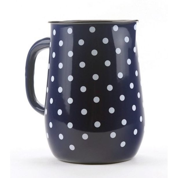 džbán 2,5l - modrý, bílý puntík, d11,5x20cm, smalt