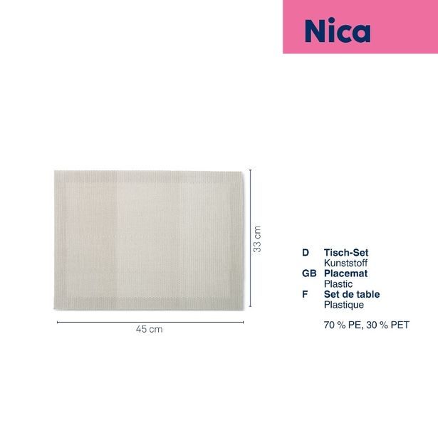 KELA Prostírání Nica 70%PE/30%PET stříbrně šedá 45,0x33,0cm KL-12829