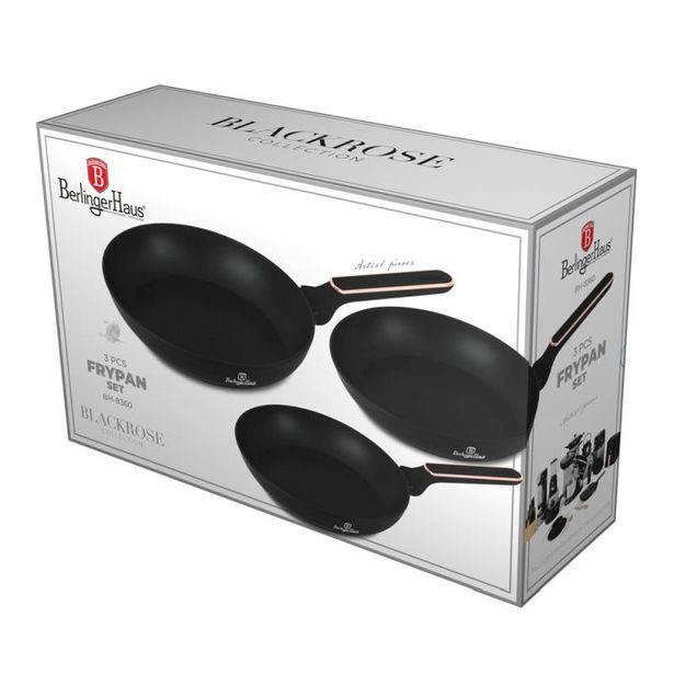 BERLINGERHAUS Sada pánví s titanovým povrchem 3 ks Black Rose Collection BH-8360
