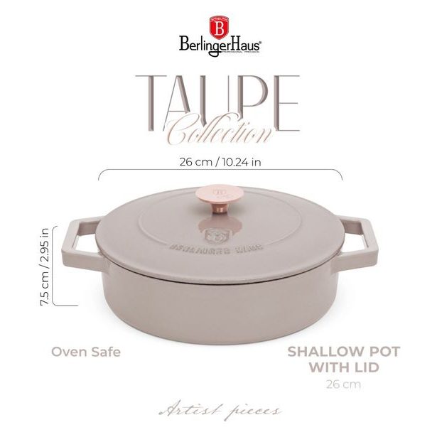 BERLINGERHAUS Pekáč litinový s poklicí 26 cm Taupe Collection BH-6527