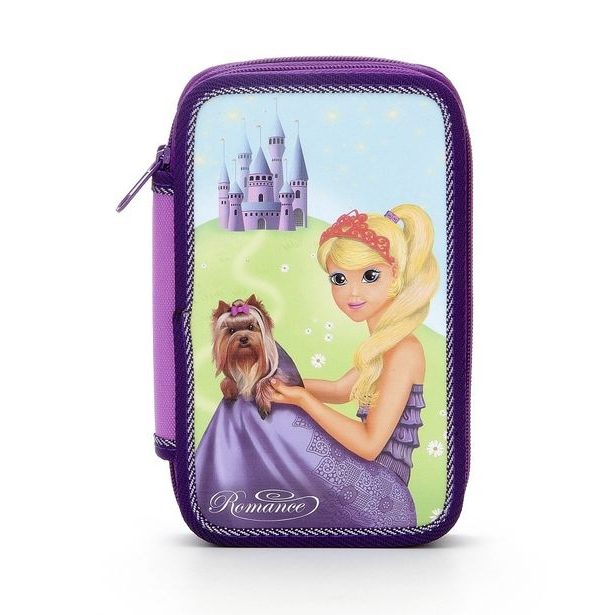 Školní penál 2-patra Flowers fialová