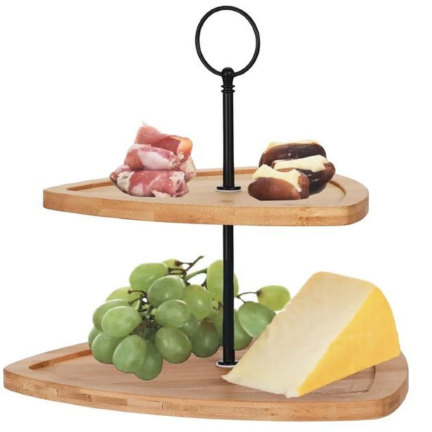 EXCELLENT HOUSEWARE Etažér dřevěný 2 patra trojúhelník 23,5 cm KO-170490960troj