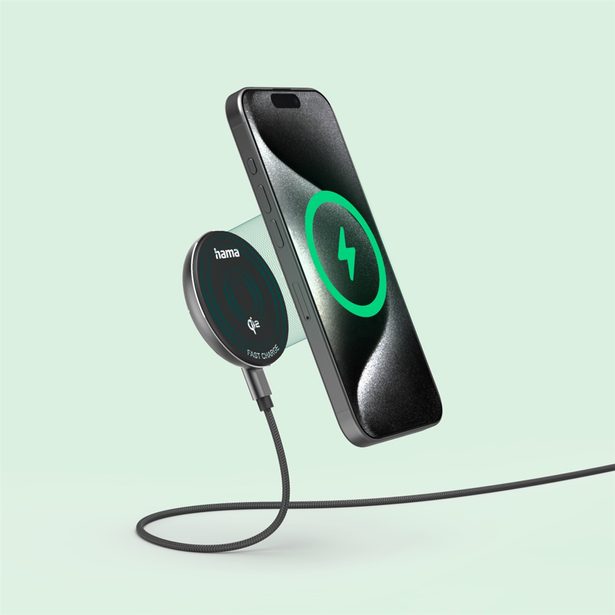Hama bezdrátová nabíječka Qi2 15 W, magnetická, samostatný kabel 1 m