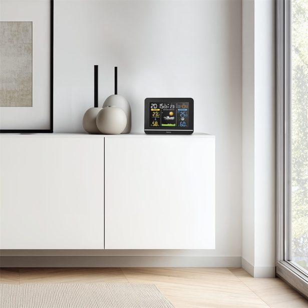 Hama Usedom, meteostanice, bezdrátový senzor, barevný VA displej, síťový zdroj, baterie