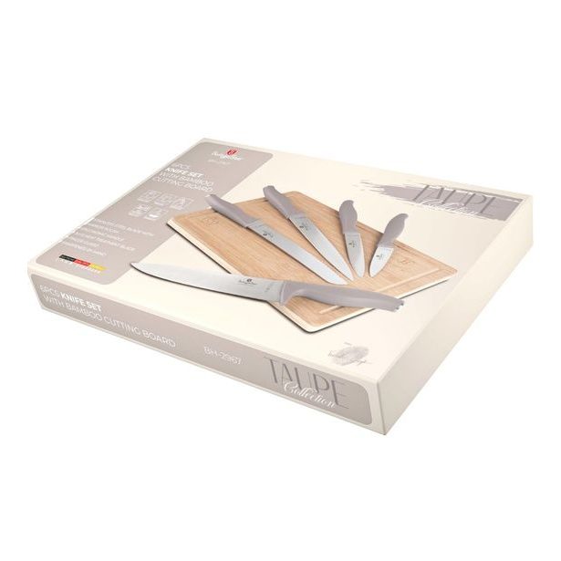 BERLINGERHAUS Sada nožů s prkénkem 6 ks Taupe Collection BH-2967