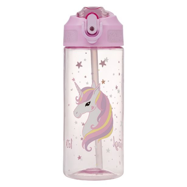 BAAGL Tritanová láhev na pití s brčkem Rainbow Unicorn 500 ml