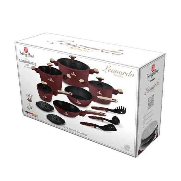 BERLINGERHAUS Sada nádobí s titanovým povrchem 15 ks Leonardo Nordic Collection BH-8306