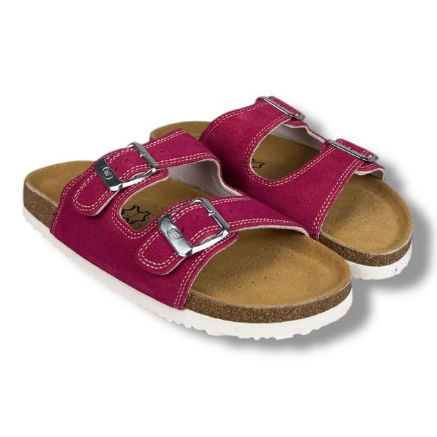 Dívčí kožené pantofle Best Feet - Fuchsia