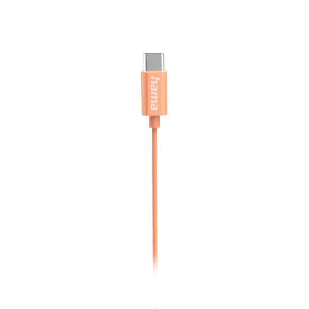 Hama USB-C sluchátka s mikrofonem Curly, špunty, oranžová