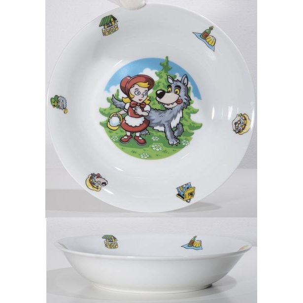 talíř d19cm hluboký. KARKULKA dětský, porcelán
