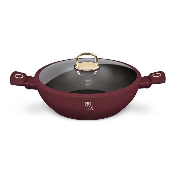 BERLINGERHAUS Pánev wok s poklicí a titanovým povrchem 30 cm Leonardo Collection BH-8035