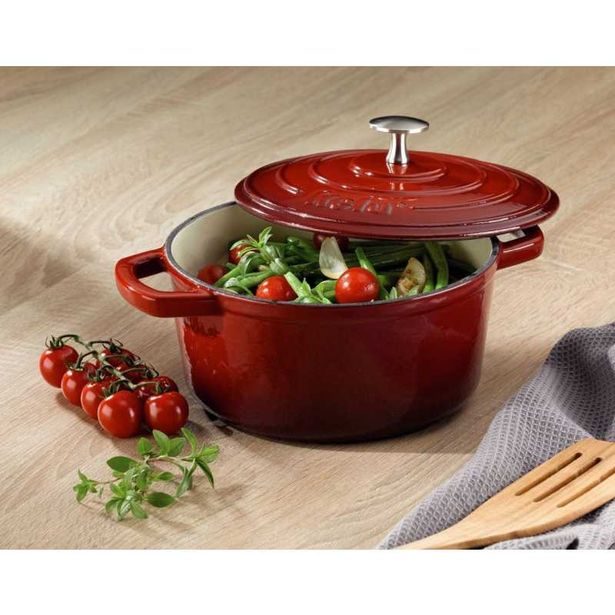 KELA Pekáč litinový s poklicí CALIDO 21 cm červená KL-11940