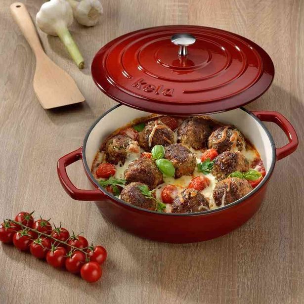 KELA Pekáč litinový s poklicí CALIDO 28 cm červená KL-11938