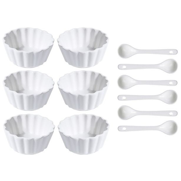 EXCELLENT HOUSEWARE Sada porcelánových misek se lžičkou 12 ks vlnovka široká KO-798000050vlsi