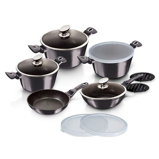 BERLINGERHAUS Sada nádobí s mramorovým povrchem 13 ks Carbon PRO Line BH-6886