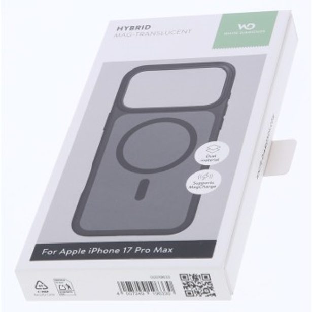 White Diamonds Hybrid Case, kryt pro Apple iPhone 17 Pro Max, magnetický, matný, poloprůhledný černý