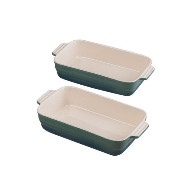 BERGNER Pekáč obdélníkový kamenina sada 2 ks Excalibur zelená BG-13362-GR