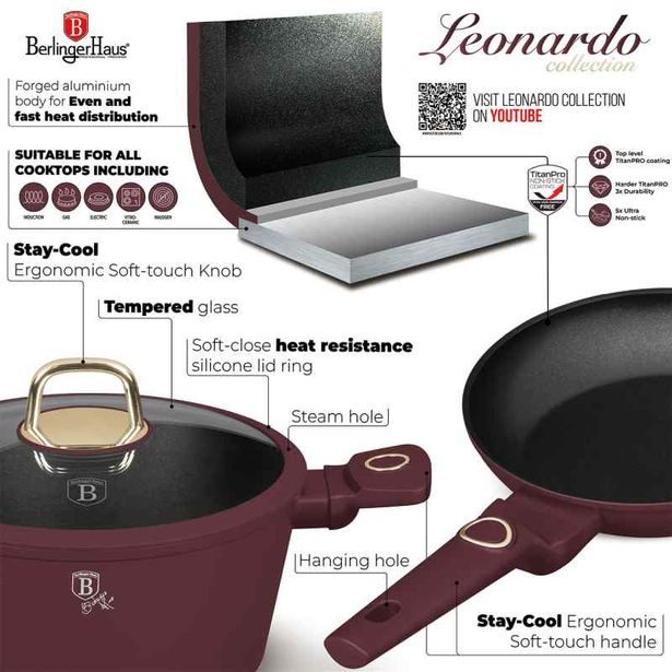 BERLINGERHAUS Sada nádobí s titanovým povrchem 10 ks Leonardo Collection BH-8050