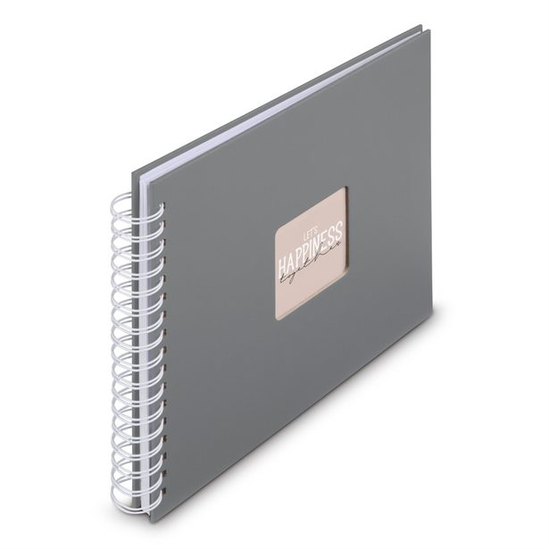 Hama album klasické spirálové FINE ART 28x24 cm, 50 stran, kamenná šedá, bílé listy