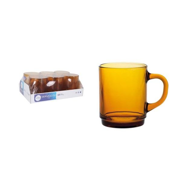 hrnek 260ml, 6ks-Jantar,VERSAILLES, d7,2x8,9cm, DURALEX,sklo
