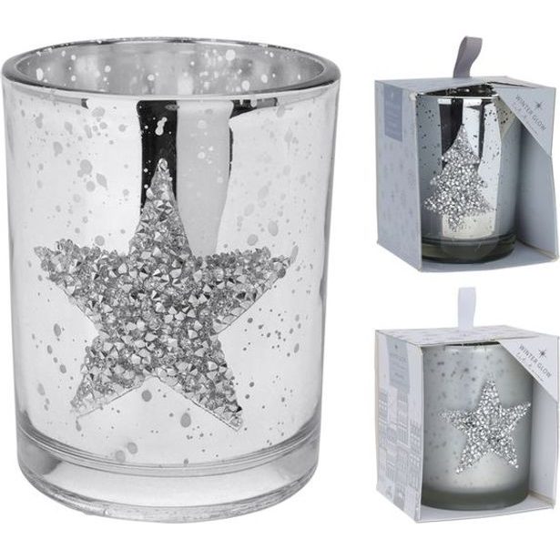 svíčka vánoční d8x10cm STŘÍBRNÁ, 2druhy, sklo