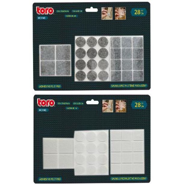TORO PROTISKLUZOVÉ PODLOŽKY SAMOLEPÍCÍ 28KS BÍLÁ/ČERNÁ_hamashop