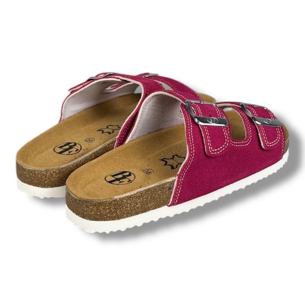 Dívčí kožené pantofle Best Feet - Fuchsia