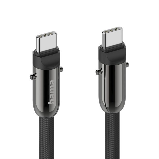 Hama USB-C kabel a šňůrka na mobil 2v1, 1,2 m, černá