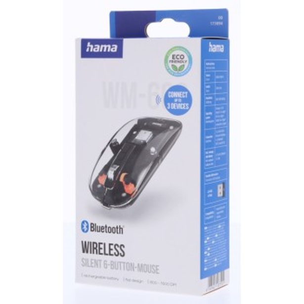 Hama bezdrátová Multi Device myš WM-600, plochá, tichá, transparentní