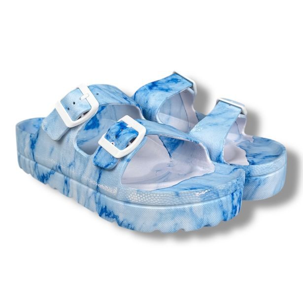 Dámské pantofle na platformě Best Feet - bílo-modré